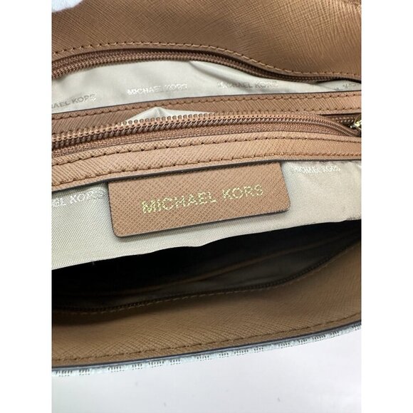 Michael Kors Jet Set Travel Md Carryall Tote White Canvas - Picture 8 of 11